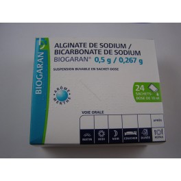Alginate de sodium - bicarbonate de sodium Biogaran suspension buvable 24 sachets