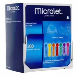Microlet 200 lancettes de glycémie colorées 